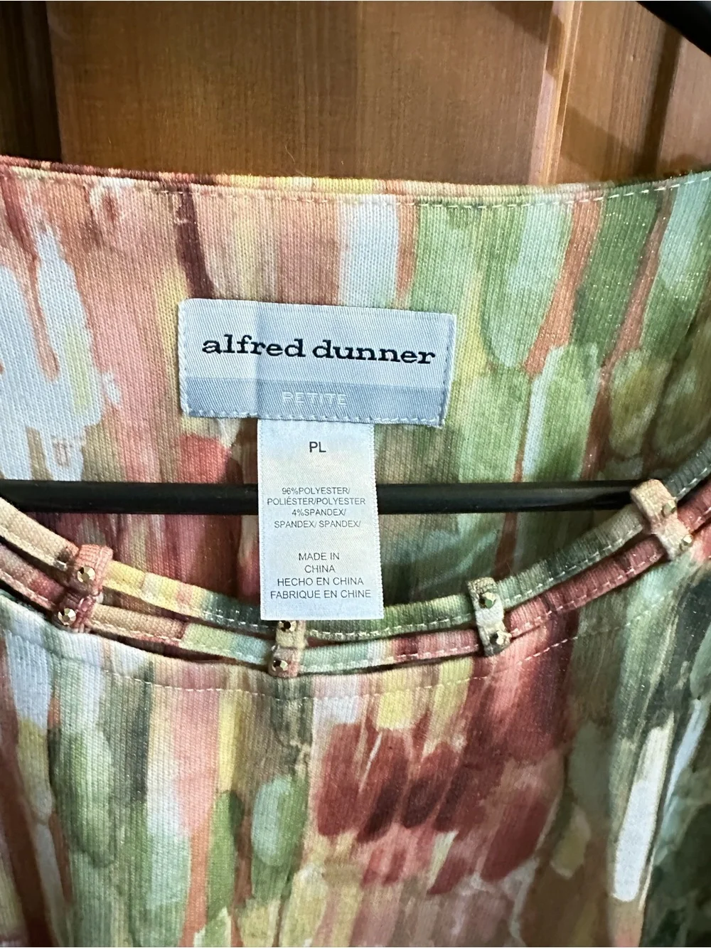 Alfred Dunner Multicolor Brushstroke Tunic Top - Green, Rust, Cream